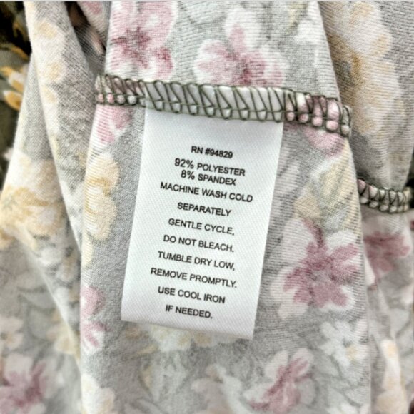 Derek Heart Floral Dress Long Sleeve Ruffle Bottom Button Up Front Large - Picture 5 of 11